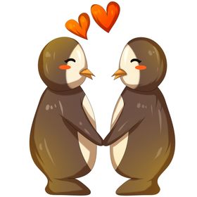 情侣企鹅插画