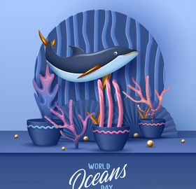 海洋背景宣传栏环保豚护报