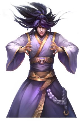 游戏人物山写意水墨画卡通武侠
