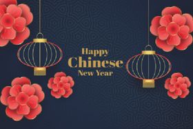 牛新年展板背景春装饰头