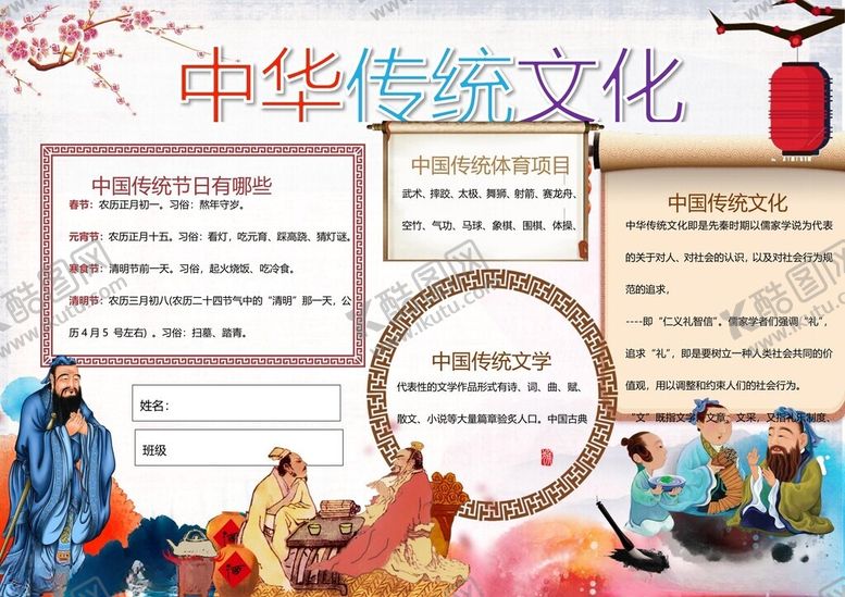 编号：87051402272133478434【酷图网】源文件下载-中国传统文化手抄报