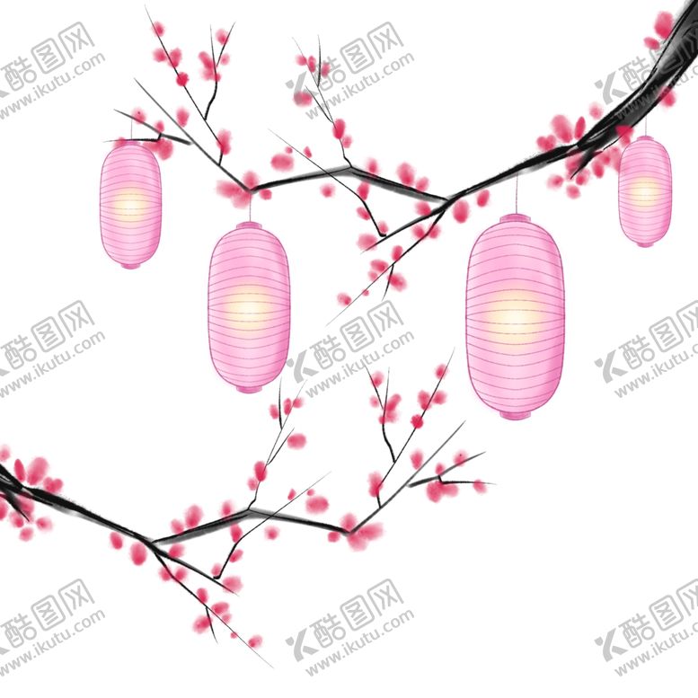 编号：15204010240826541673【酷图网】源文件下载-中国风灯笼梅花元素PNG