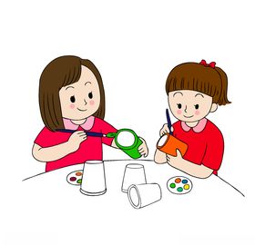 卡通小朋友做手工