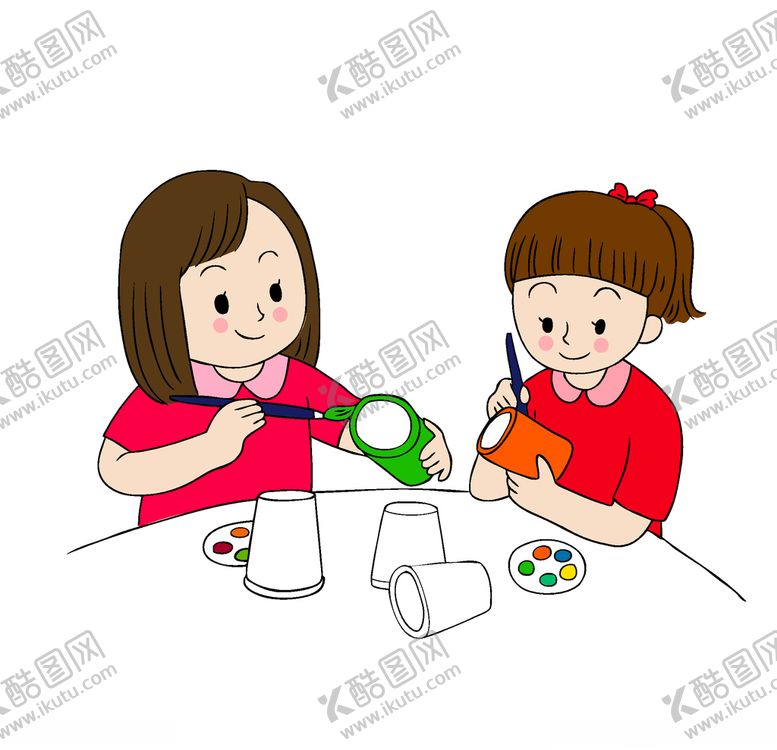 编号：10161710302110557762【酷图网】源文件下载-卡通小朋友做手工