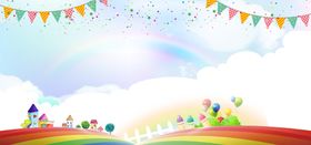儿童海报背景卡通幼园广告六一幼园标语