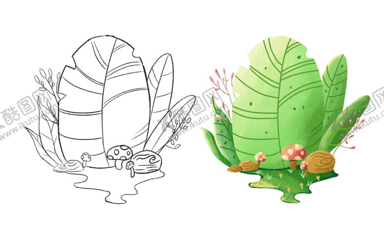 编号：66826602281624442401【酷图网】源文件下载-肌理插画植物草地