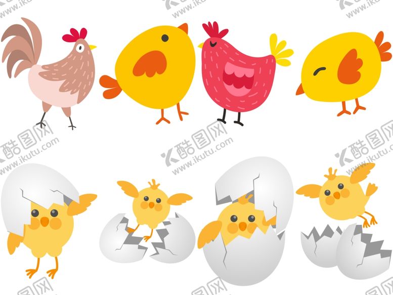 卡通鸡公小动物小