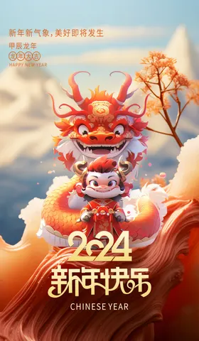 龙年海报春节2024吉祥大吉