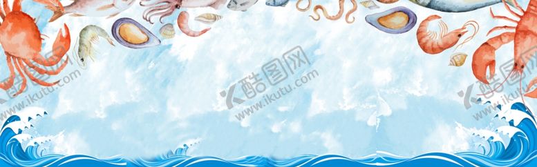 编号：66772510241631343935【酷图网】源文件下载-海鲜促销banner蓝色
