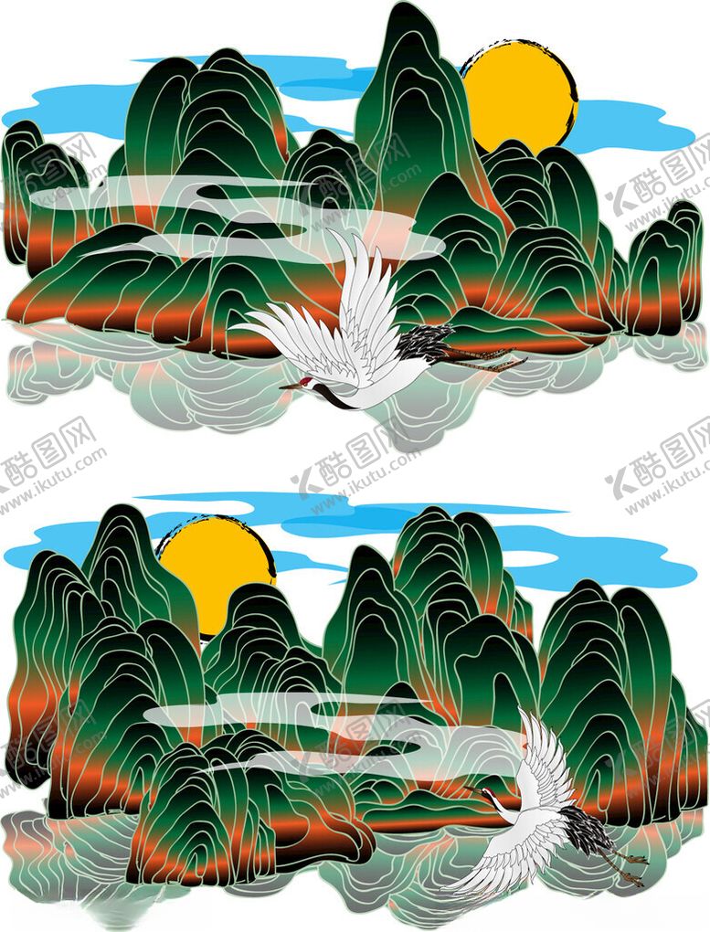 编号：42954612221203247950【酷图网】源文件下载-中式山水风景插画