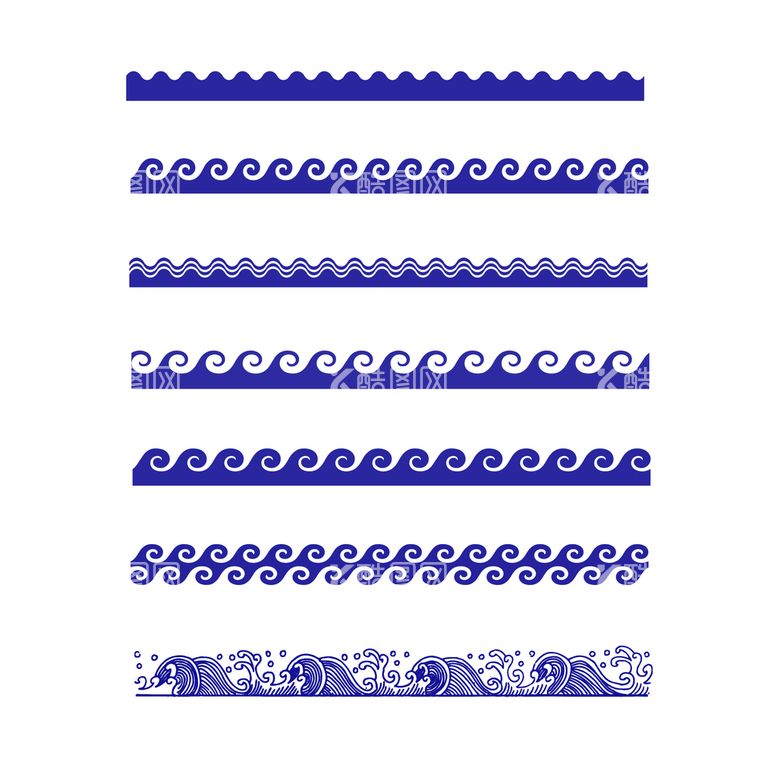 编号：35987109251113062194【酷图网】源文件下载-国潮风海浪素材