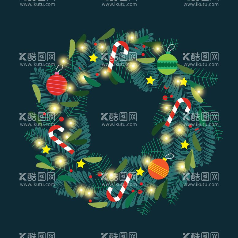 编号：13045810010505414092【酷图网】源文件下载-圣诞节花环 