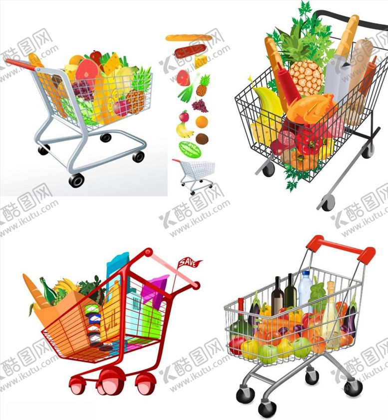 编号：32271709280309586833【酷图网】源文件下载-矢量购物车食材素材