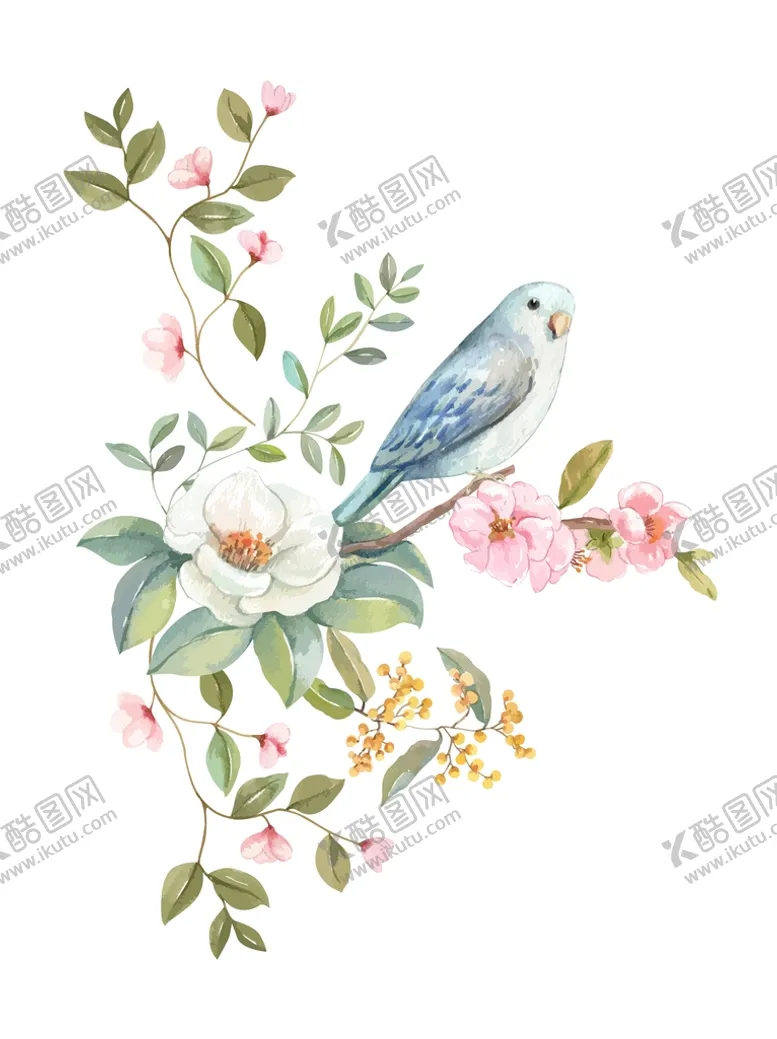 编号：86921009250116020425【酷图网】源文件下载-手绘国画风格花鸟图案