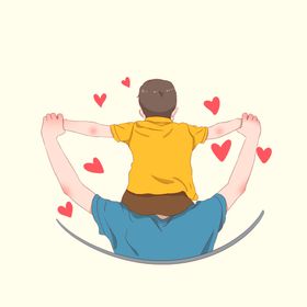 手绘感恩节主题之父子