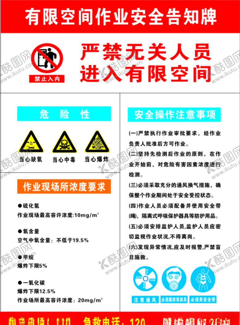 编号：63672110240927142303【酷图网】源文件下载-有限空间作业安全告知牌