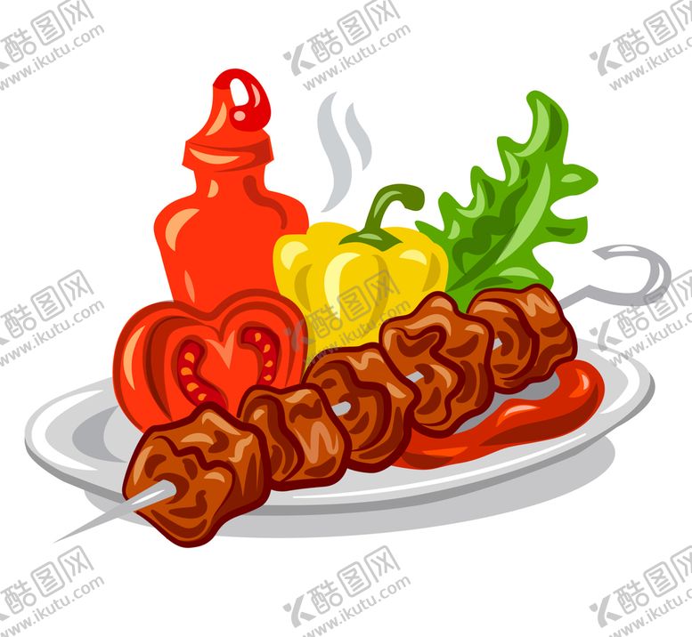 编号：98653009151814207469【酷图网】源文件下载-卡通烧烤插画美味肉