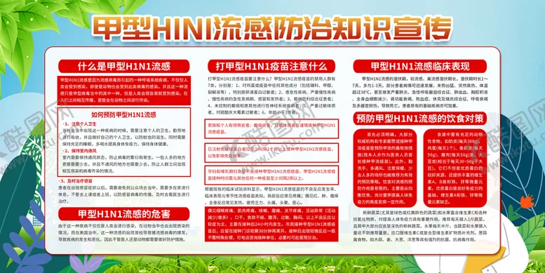 编号：63592410081920271786【酷图网】源文件下载-甲型H1N1流感防治知识宣传