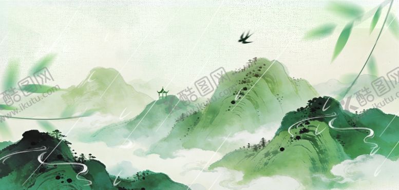 编号：53449804071710385700【酷图网】源文件下载-水墨山水间清明背景素材