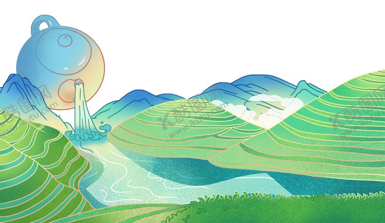 编号：52596202182032165324【酷图网】源文件下载-绿水青山茶壶茶场