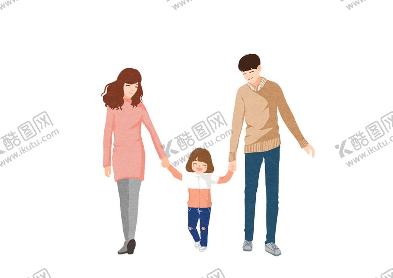 编号：82018709292033052638【酷图网】源文件下载-一家三口插画卡通背景素材