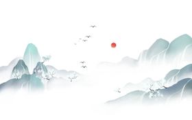 山水国风合成海报素材