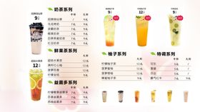 奶茶店价目表背景水果烧仙草菜单