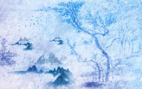 抽象山水电视背景墙
