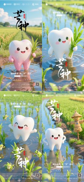 口腔保护芒种节气海报