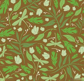 卡通花鸟植物底纹图案