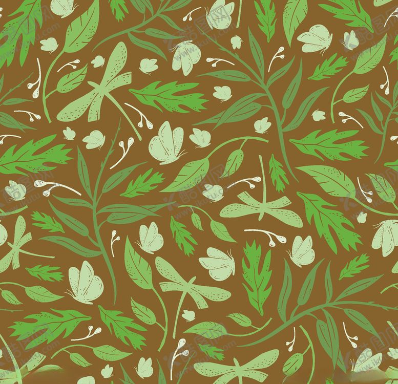 编号：66172810300425223905【酷图网】源文件下载-卡通花鸟植物底纹图案