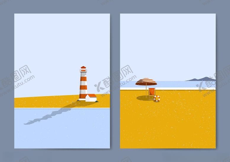 编号：34822504051229339091【酷图网】源文件下载-海边灯塔风景插画