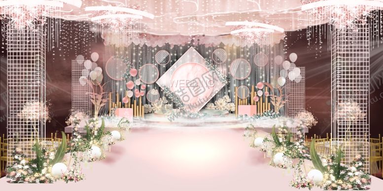 编号：16392909130640314992【酷图网】源文件下载-梦幻粉色系婚礼现场布置