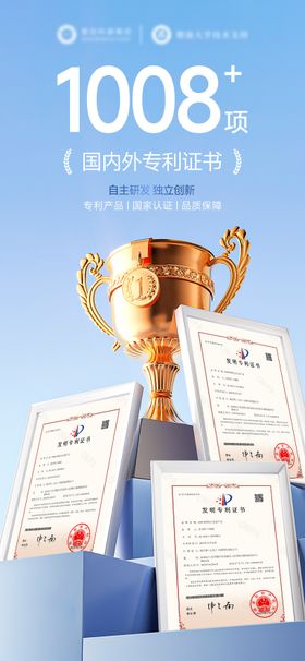 医美美业专利证书权威认证资质海报