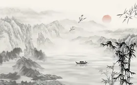 山水画PSD大图风景