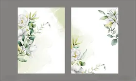 白色水彩花卉装饰邀请函请柬贺卡