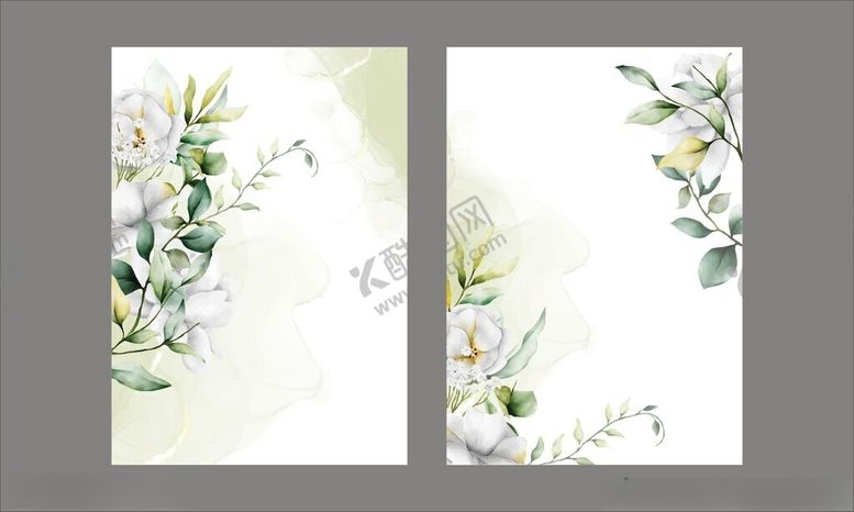 编号：74156111191410163089【酷图网】源文件下载-白色水彩花卉装饰邀请函请柬贺卡