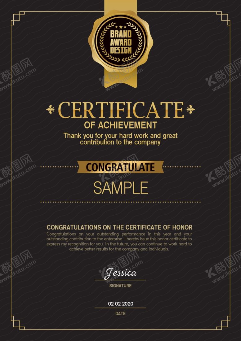 编号：14566509181145468724【酷图网】源文件下载-黑金欧式荣誉证书