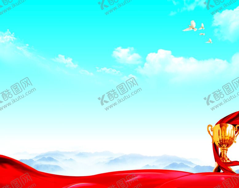 编号：32082804250652163546【酷图网】源文件下载-飘扬红旗与蓝天白鸽