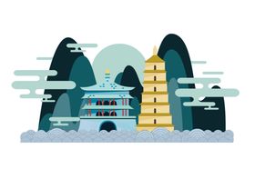 城市剪影立体装饰背景素材