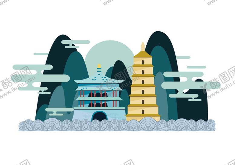 编号：92900210310319281480【酷图网】源文件下载-城市剪影立体装饰背景素材