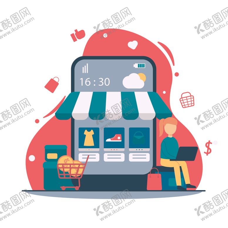 编号：48887810052330422374【酷图网】源文件下载-在线购物概念