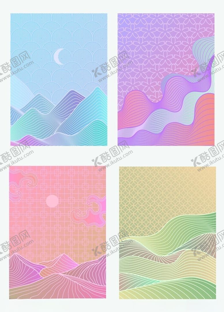 编号：46222111020322221217【酷图网】源文件下载-渐变线条曲线背景