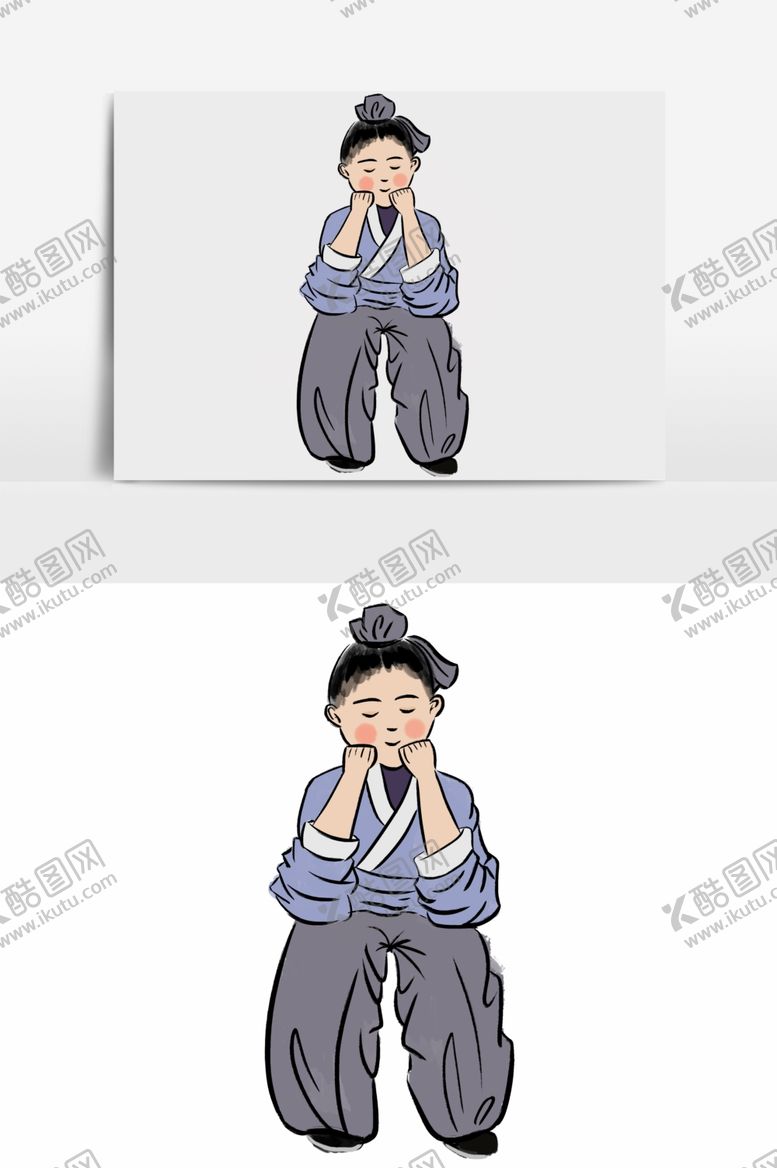编号：16929507022033499136【酷图网】源文件下载-淡彩国画人物