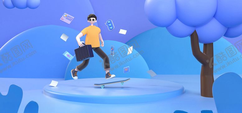 编号：52409501260129542798【酷图网】源文件下载-三维c4d商务立体3D蓝色场景