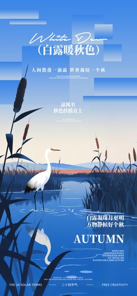 白露节气手绘插画海报