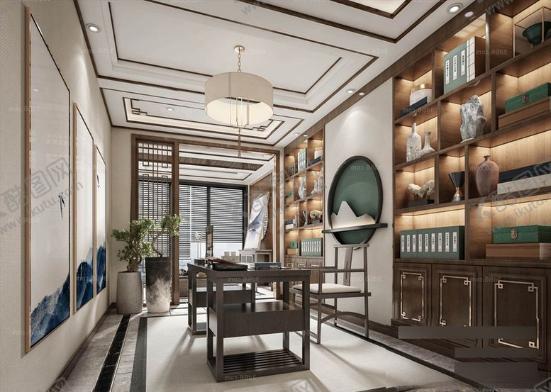 编号：10017309152157397805【酷图网】源文件下载-中式书房