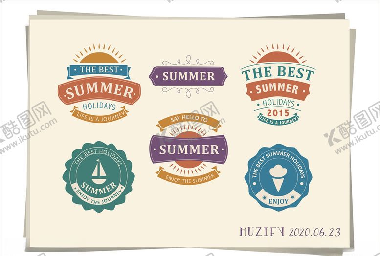 编号：82602109191956535095【酷图网】源文件下载-6款入夏日标签设计