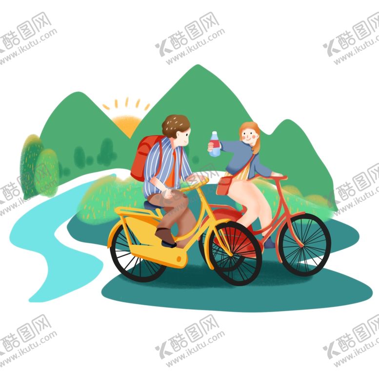 编号：77476401261220408663【酷图网】源文件下载-春游骑车插画