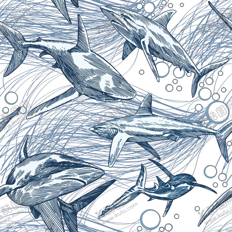 编号：11300009150702181610【酷图网】源文件下载-鲨鱼数码印花图案